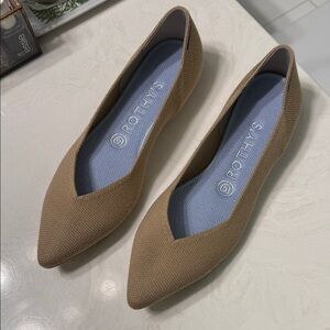 NEW Rothy's The Point Knit Flats in Wool Camel